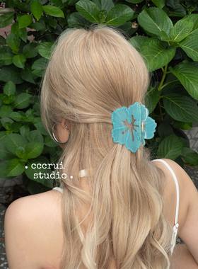 CCCRUI原创设计！醋酸镶钻扶桑花朵抓夹高级感轻奢鲨鱼夹气质盘发