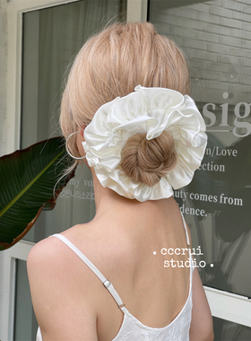 CCCRUI巨气质双层缎面发圈高级感法式大肠圈温柔扎头绳丸子头头花