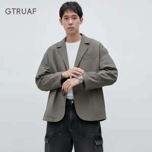 GTRUAF复古韩系轻便休闲西服男款 潮牌宽松百搭通勤外套 春秋季