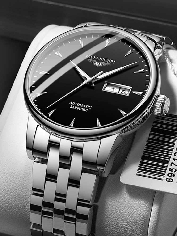 2023新款瑞士冠琴男士手表机械表全自动防水精钢带夜光商务男款表