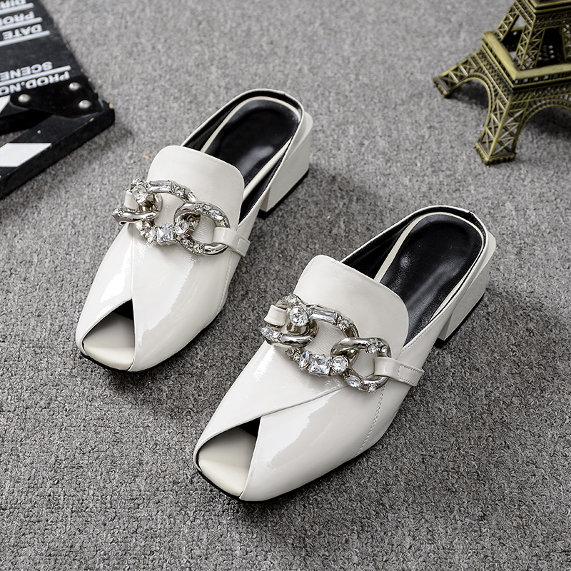 懒人女真室外穿鱼嘴中跟半拖鞋