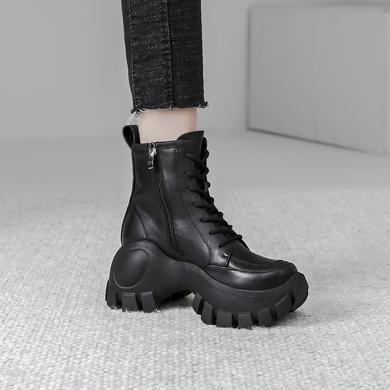 龙猫叔小个子厚底增高马丁靴女