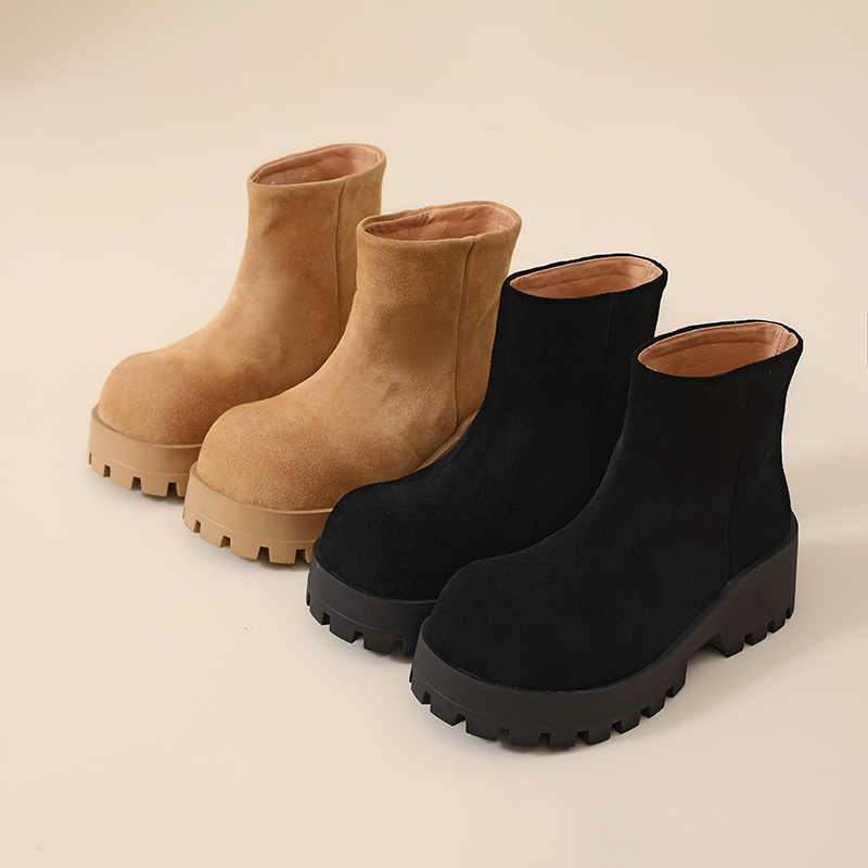 龙猫叔磨砂皮复古大头马丁靴