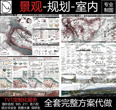 建筑景观室内环艺设计代做出国外作品集竞赛展板分析图效果图代画