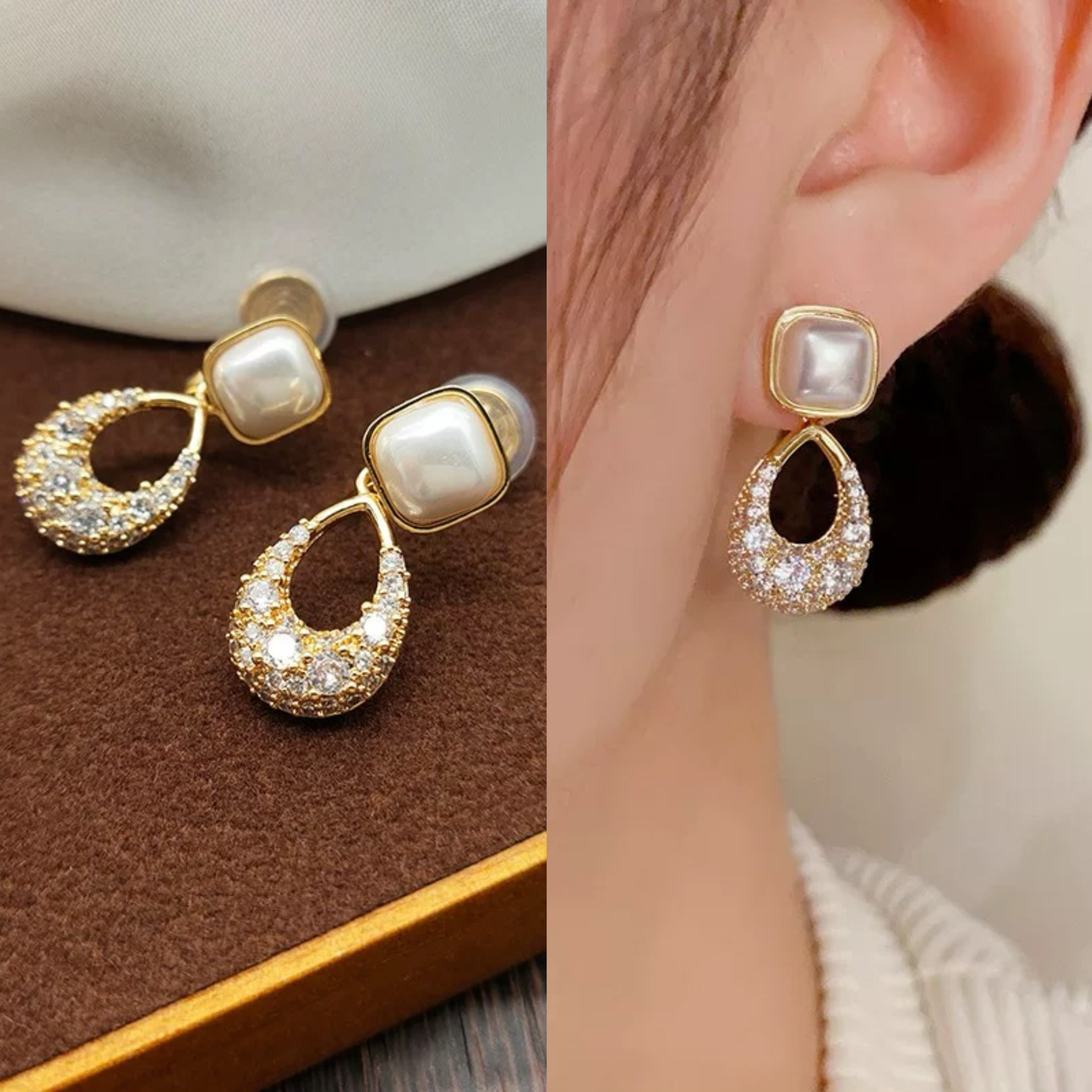 无耳洞「星芒水滴」优雅轻奢方形耳环气质百搭无痛蚊香盘耳夹