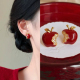 无耳洞「咬一口苹果」新年红色苹果耳钉女精致显白无痛蚊香盘耳夹