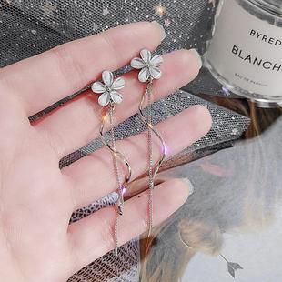 「落花成诗」无耳洞花朵流苏耳坠蚊香盘耳夹新长款女气质轻奢小众