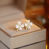 「四叶草」无耳洞幸运风蚊香盘耳夹高级感耳饰女气质通勤百搭新款