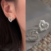 无耳洞「预告爱心」法式 少女爱心耳钉高级感气质无痛蚊香盘耳夹