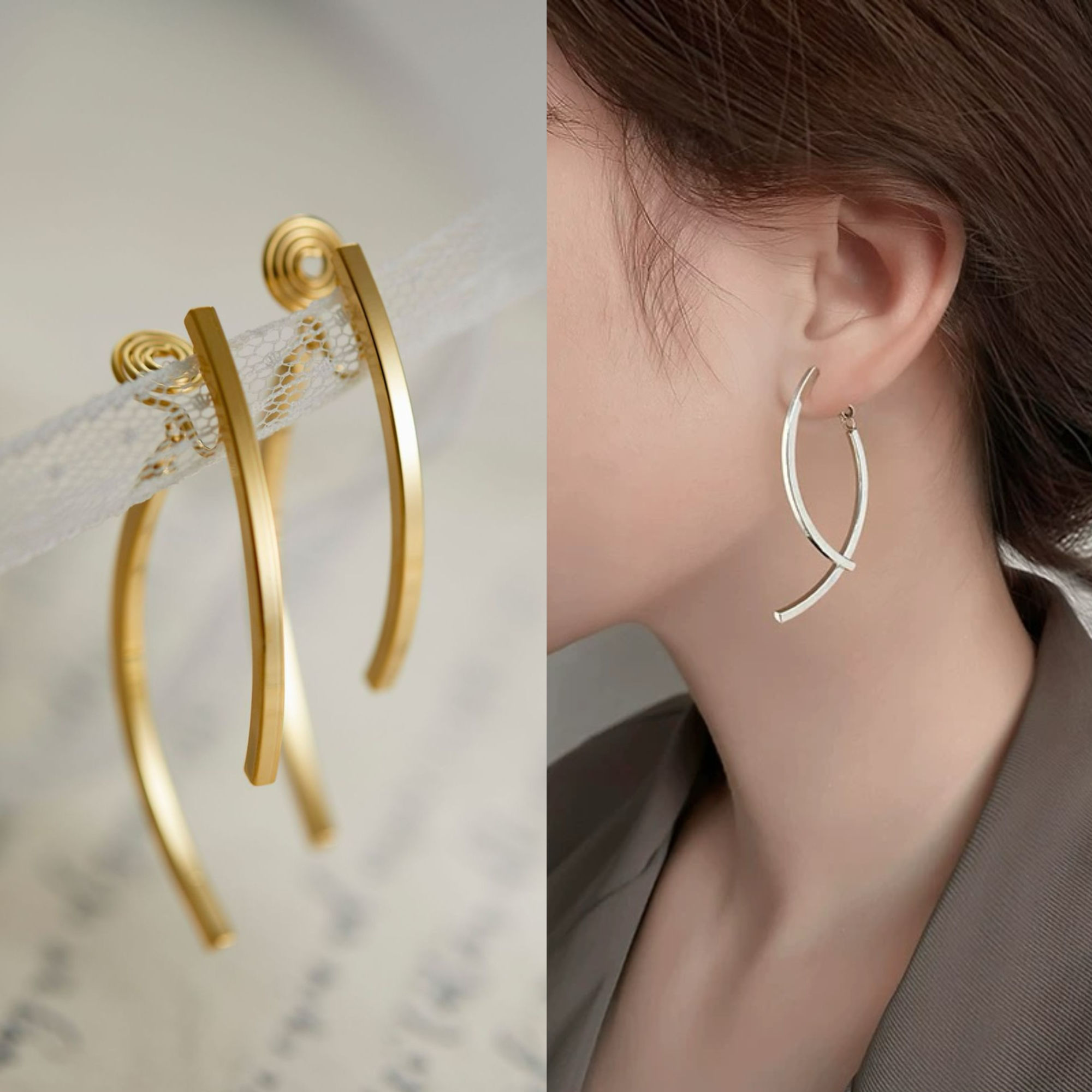 无耳洞「简性金属」长款几何流苏耳钉气质高级感无痛蚊香盘耳夹