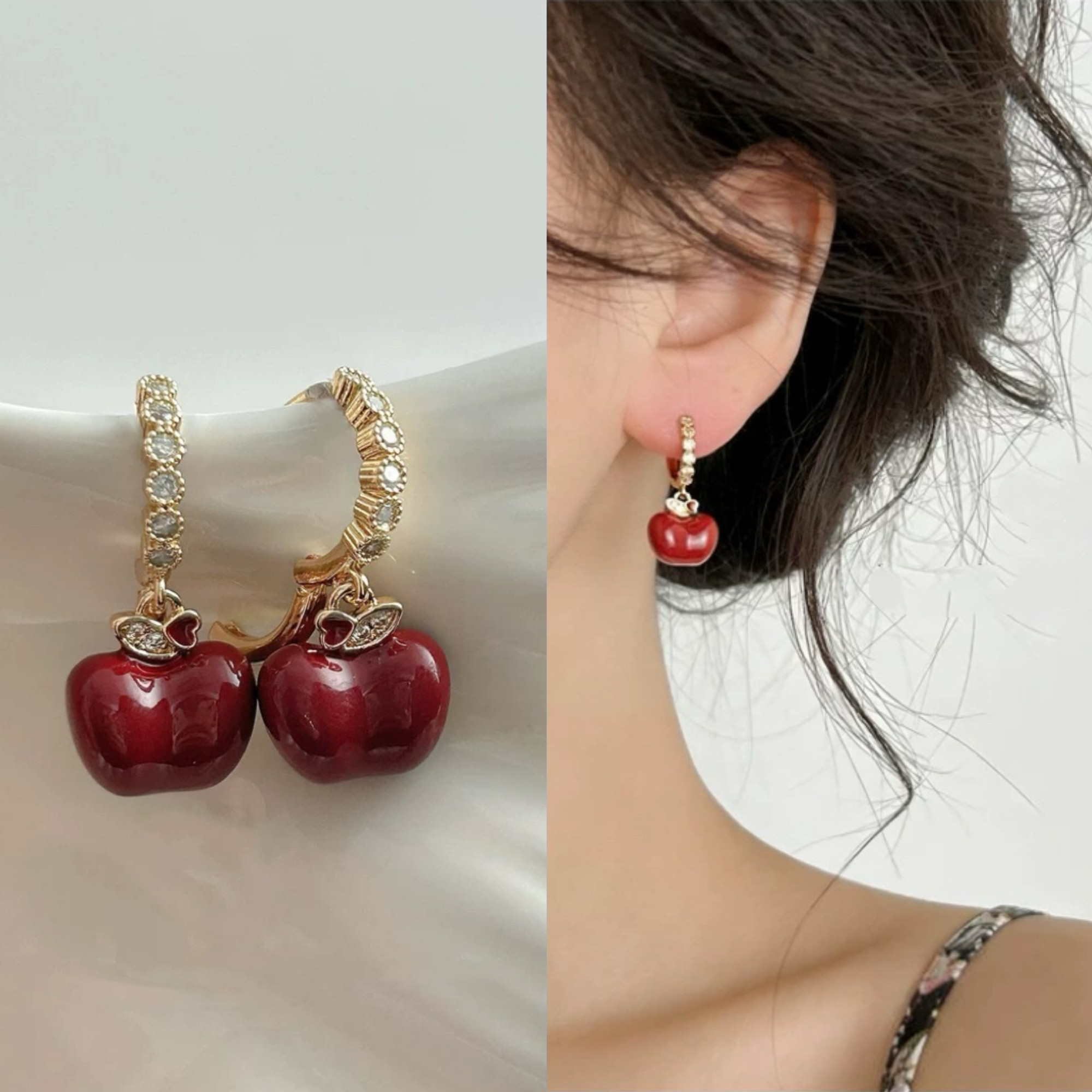 无耳洞「平安果」新年红苹果吊坠耳钉精致显白气质无痛蚊香盘耳夹,饰品/流行首饰/时尚饰品新,耳夹,淘宝优惠券,粉丝福利购,淘宝优惠卷