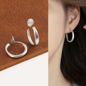 无耳洞「素雾古环」简约哑光素圈耳环圈圈耳钉通勤无痛蚊香盘耳夹