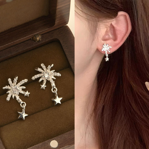 无耳洞「仙女棒」小众设计感耳钉烟花星星精致百搭无痛蚊香盘耳夹