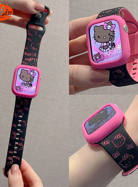 撞色KT压印硅胶款iwatch11表带适用苹果10Applewatchs8s9se21可爱