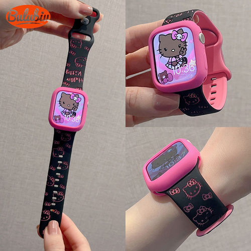 撞色KT压印硅胶款iwatch11表带适用苹果10Applewatchs8s9se21可爱