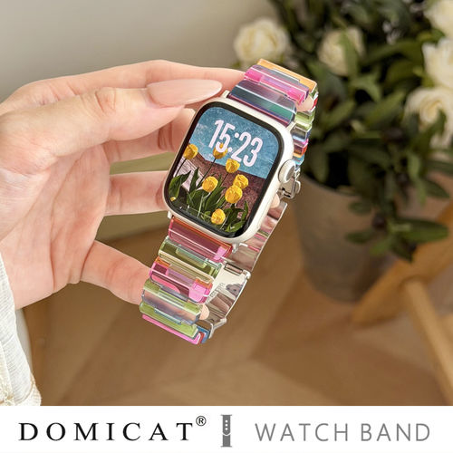 适用苹果10iwatch11表带Applewatchs98设计感清透彩虹树脂SE3轻便
