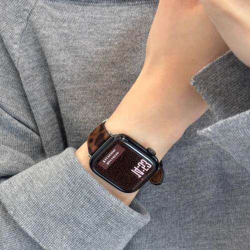 豹纹小羊皮女iWatch10987表带