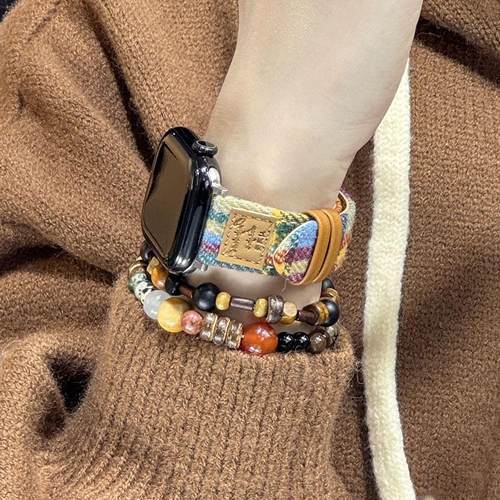 彩色毛呢皮质适用iWatch1098表带