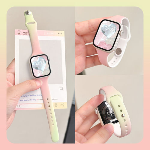 【渐变硅胶】适用ApplewatchS11小蛮腰透气表带苹果iwatch10987女