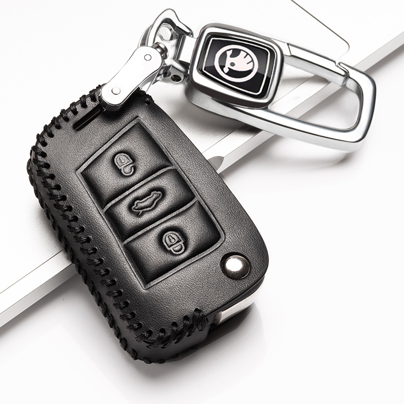 2021款斯柯达明锐钥匙套速派柯迪亚克真皮汽车钥匙包柯珞克专用扣