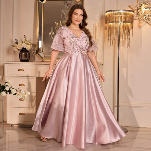 外贸礼服裙欧美风大码女大码长裙 evening party dress birthday