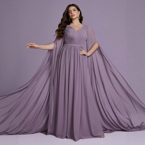 欧美大码V领连衣裙外贸新款速卖通跨境女士长款长裙 maix dresses