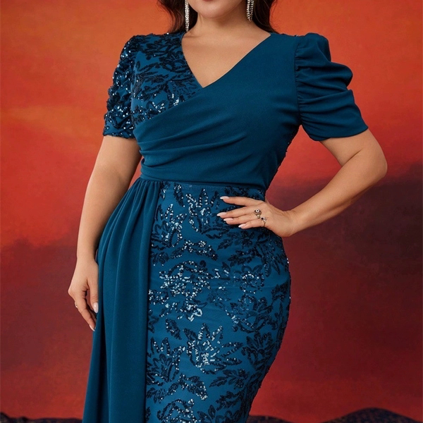 肥婆大码晚宴礼服裙妈妈裙 evening party dress Plus Size Dress