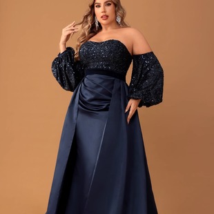 大码礼服长裙胖妹妹晚礼服生日性感长款派对舞会裙子 party dress