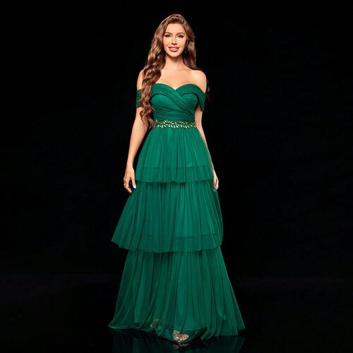 欧美风晚礼服连衣裙 evening party dress green wedding dresses