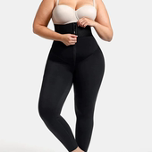 大码 跨境拉链排扣高腰塑身提臀裤 运动健身收腰收腹紧身高弹瑜伽裤