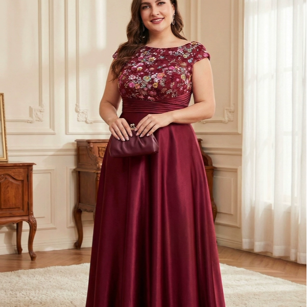欧美大码酒会晚宴礼服裙伴娘裙正式妈妈裙 Plus Size Party Dress