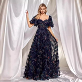 欧美新款 party宴会连衣裙生日写真拍照裙 修身 晚装 高级晚礼服短袖