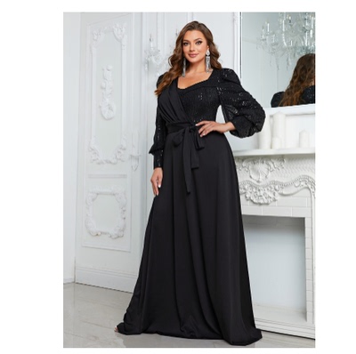 欧美风时尚性感纯色长裙