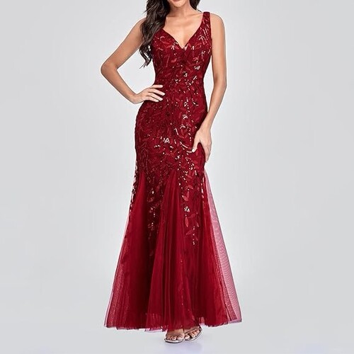 欧美风礼服连衣裙性感亮片长款连衣裙 evening party dress Maix