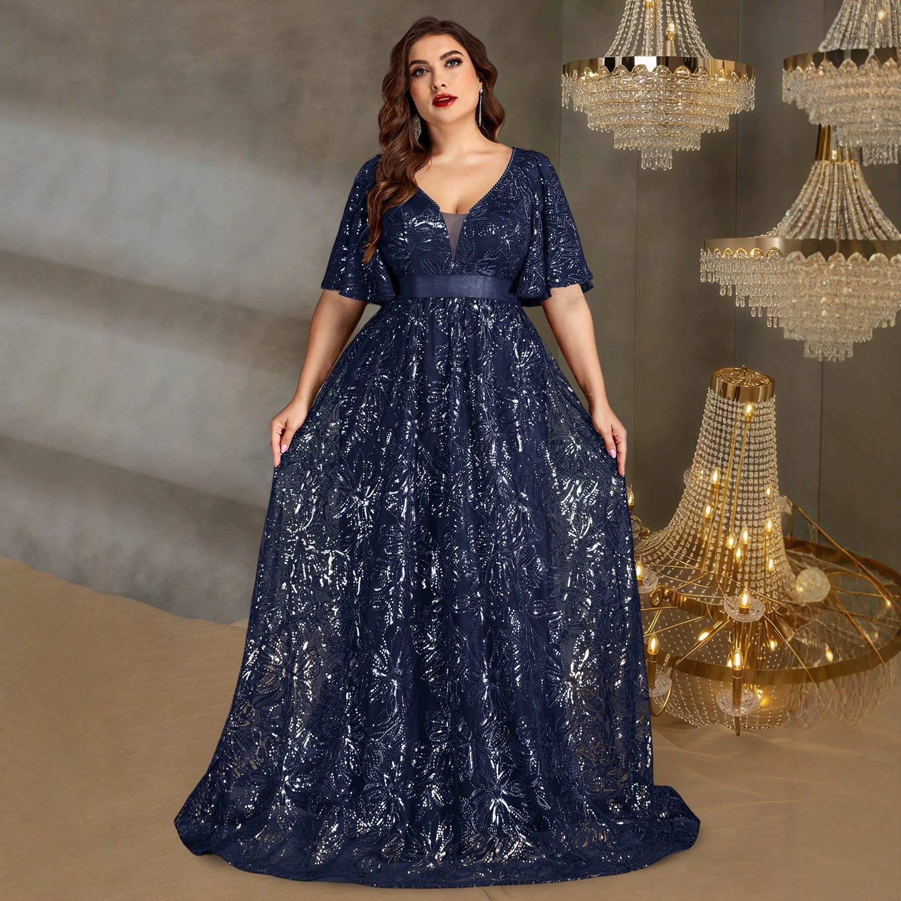 大码礼服长裙胖妹妹聚会派对婚礼裙240斤婚纱礼服裙 party dress