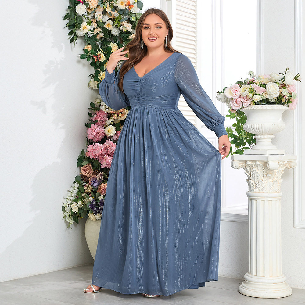 evening party dress big size long maxi dress wedding 大码裙图片