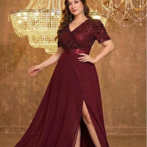 外贸大码女装礼服长裙胖妹妹聚会派对服装 plus size dress party