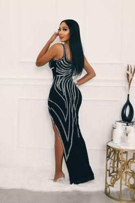 欧美风时尚性感纯色长裙