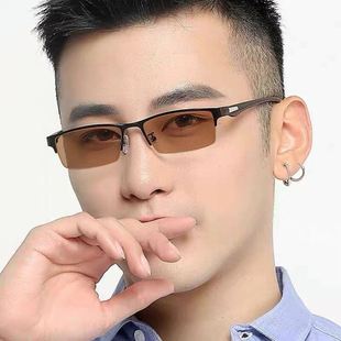 2023新款 年轻态自动感光半框老人超轻护目老光眼镜 变色老花镜男款
