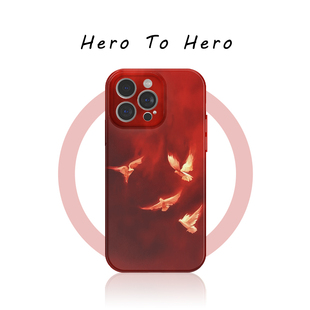 复古红色不死鸟适用苹果华为小米手机壳17promax磁吸iPhone16新款15设计感14艺术家13高级12小众不撞款手机壳