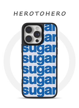 蓝色字母Sugar适用苹果小米手机壳17promax磁吸iPhone16新款创意15高级感个性14小众ins风13复古12手机壳防摔