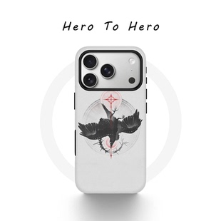 血色十字乌鸦适用苹果小米手机壳磁吸iPhone17promax新款 15小众高级感14简约13设计感INS风手机壳 16暗黑个性