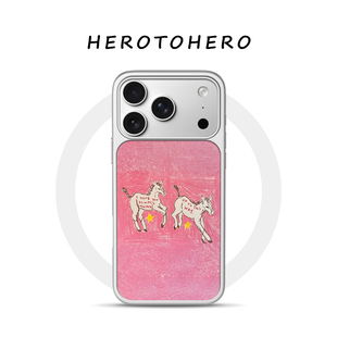 粉野小马适用苹果小米滴胶手机壳17promax磁吸iPhone16新款粉色15古早可爱14马年13巨好看12不撞款手机壳艺术
