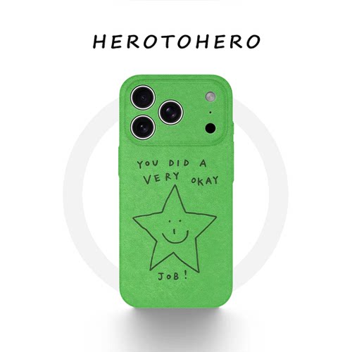 笑脸星星适用苹果华为小米oppo手机壳磁吸iPhone18promax新款17艺术简约16绿色高级感15日韩好看14超火手机壳
