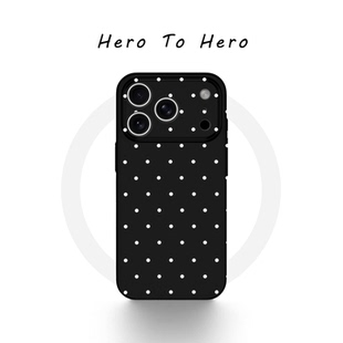 黑白波点适用苹果华为小米OPPO手机壳磁吸iPhone17promax新款16韩系可爱15简约高级14超好看13全包手机壳防摔