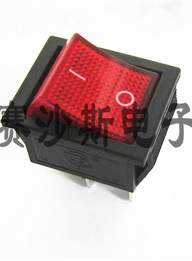 KCD4船型开关 翘板电源按钮 2档4脚红色带灯 16A 250V 31x25