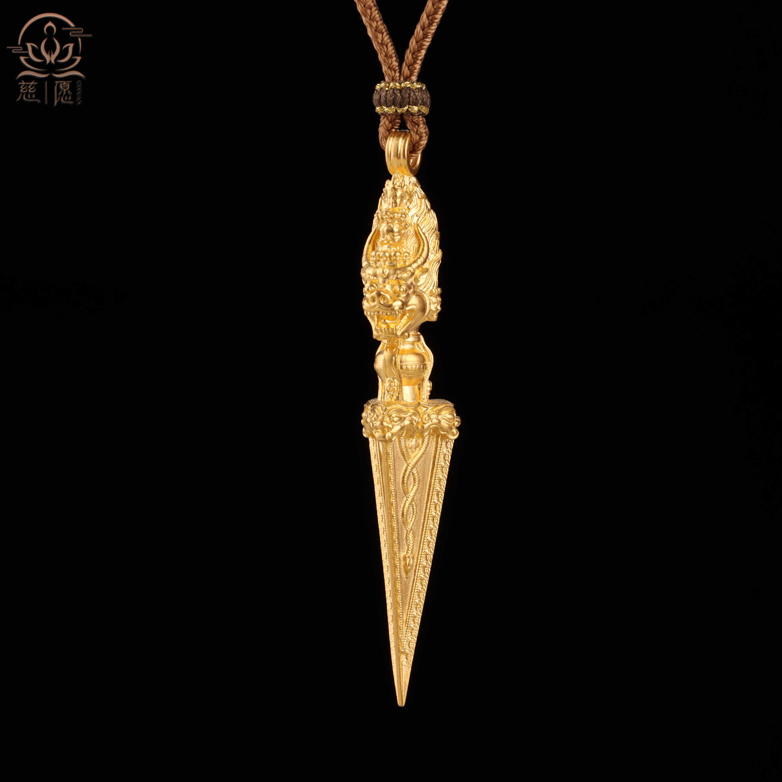 纯金大威德杵金刚杵吊坠项链供佛礼佛随身携带饰品念珠