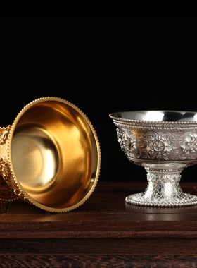 纯银供水杯佛具用品家用摆件