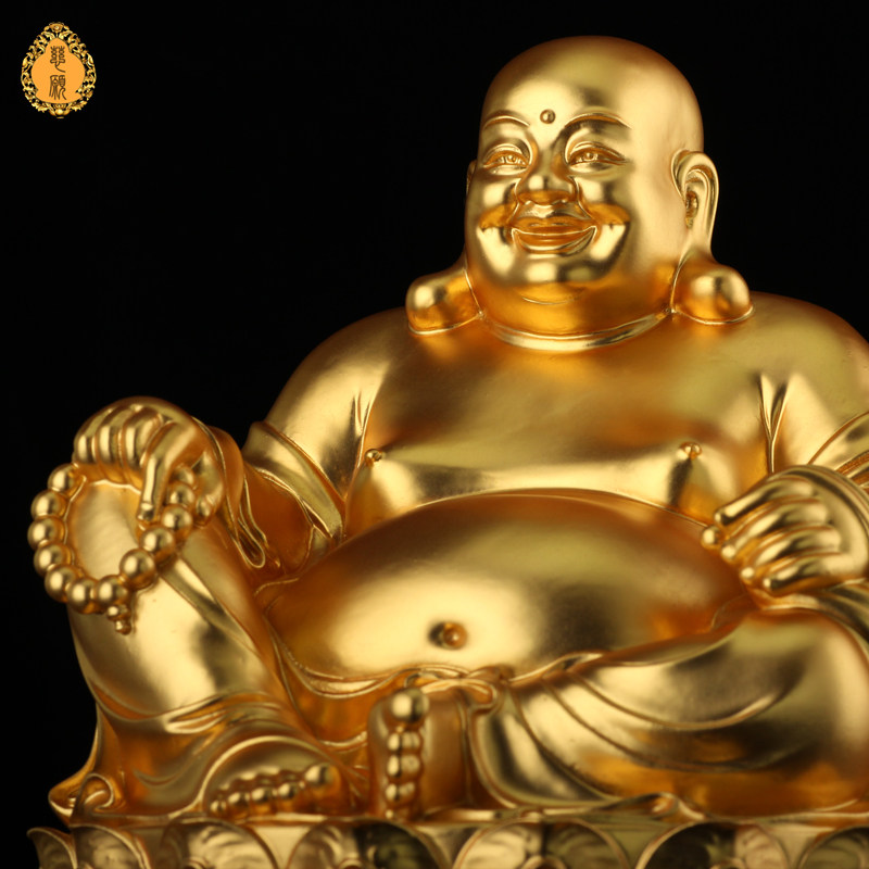 古法金弥勒佛佛像摆件 大肚佛家居供奉 紫铜贴金可定纯金纯银