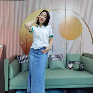 新品女装纯棉日系POLO衫短袖女珠地棉V领短袖t恤洋气时尚减龄上衣